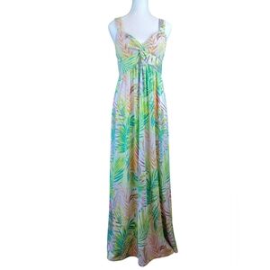 Harlow And Rose Tropical Maxi Dress with Leaf Print Size Medium Euc